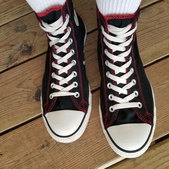 Converse Chuck Taylor All Star High Top Sneakers Black and Red Men's Size 10 - Picture 5 of 15